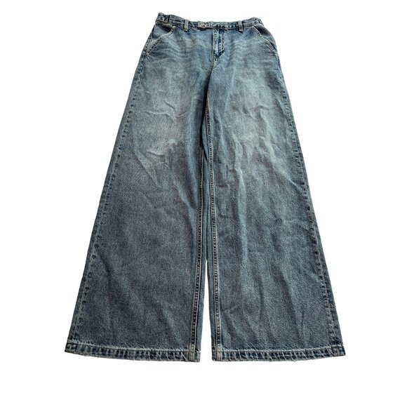 GRLFRND x Maggie MacDonald Leigh Mid Rise Trousers in Legacy Park Blue
